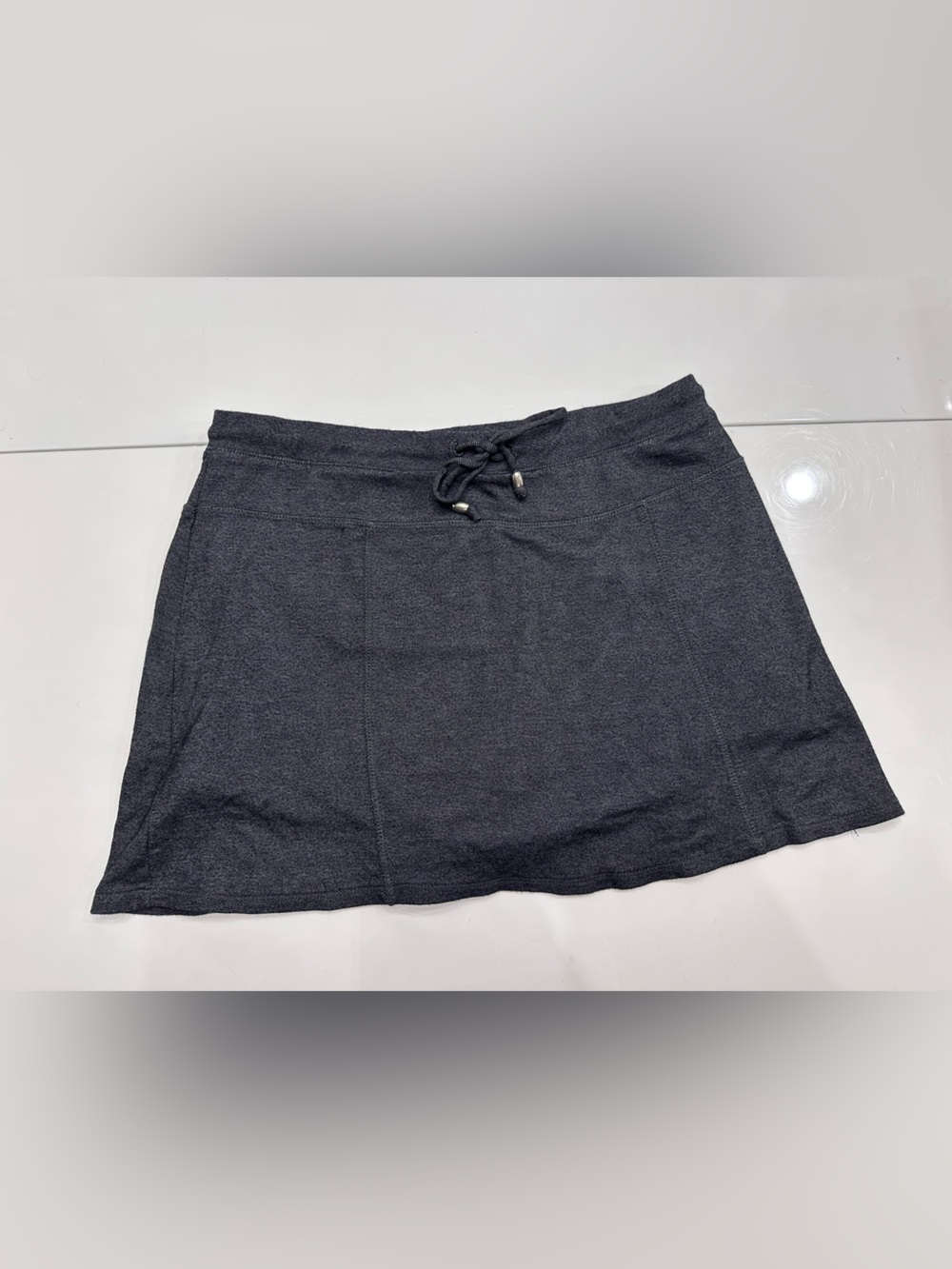 Green Tea Charcoal Gray Heathered Skort Drawstring Athletic Skirt Size Large